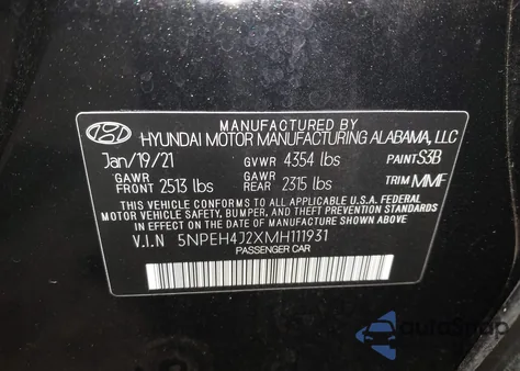 2021 Hyundai Sonata Limited из США, поврежденный, VIN 5NPEH4J2XMH111931